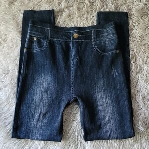 🤖Shosho Dark Blue Distressed Denim Leggings!